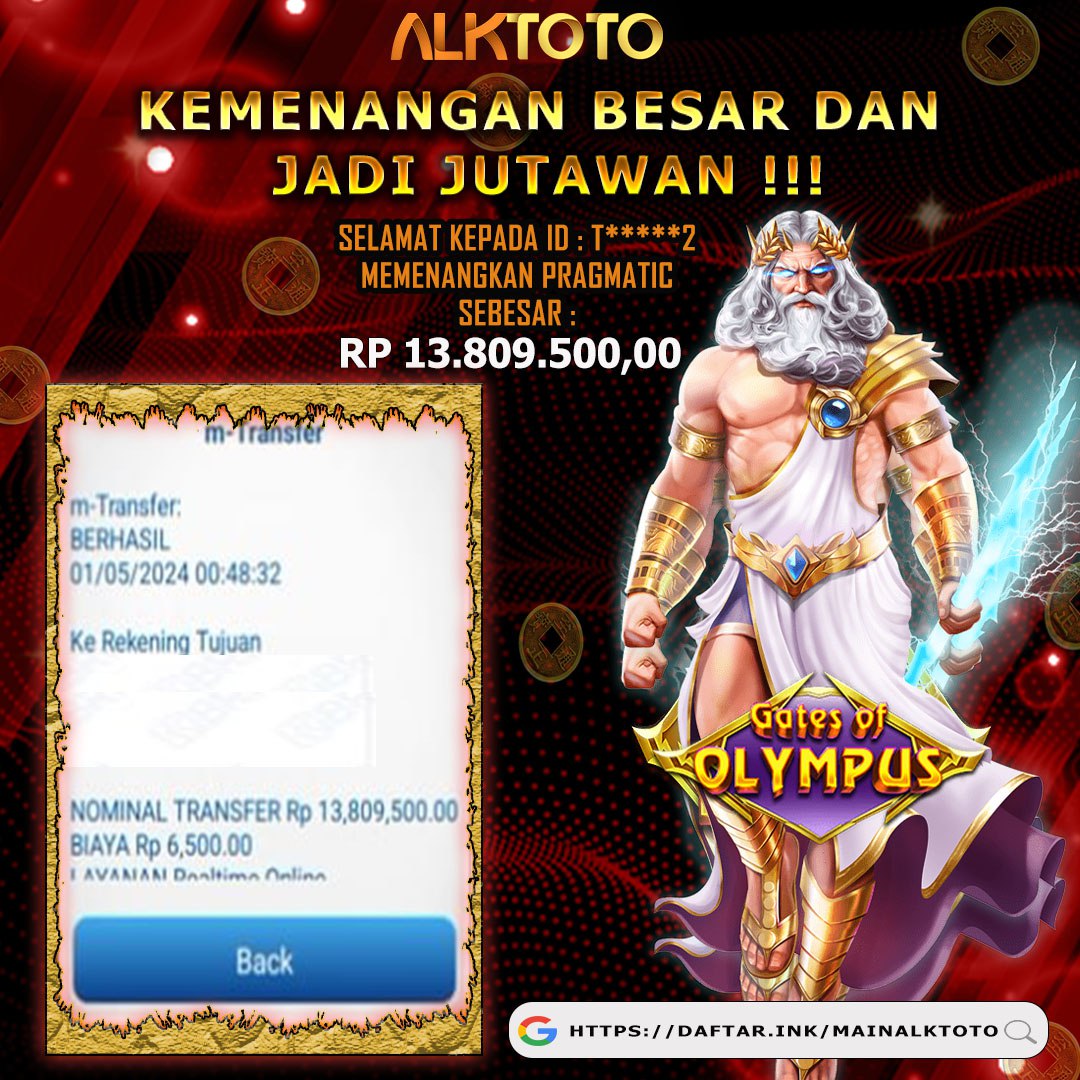 ALKTOTO JACKPOT SLOT GATES OF OLYMPUS WINS Rp.13.809.500,- LUNAS